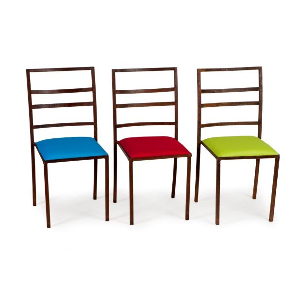 Cadeiras Ferro Ferrugem com assentos coloridos I