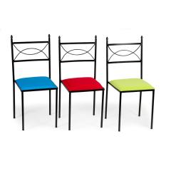 Cadeiras Ferro Preta com assentos coloridos I