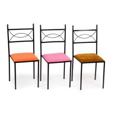 Cadeiras Ferro Preta com assentos coloridos II