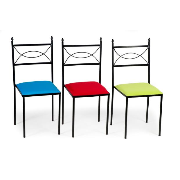 Cadeiras Ferro Preta com assentos coloridos I